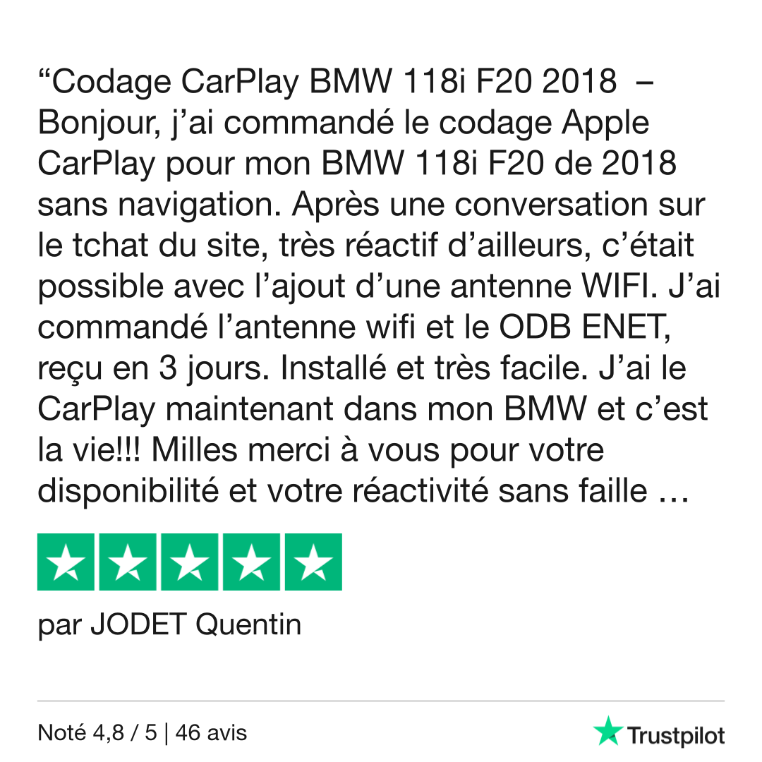 Client recommande Dark Tint Marseille sur Trustpilot pour l’activation CarPlay BMW