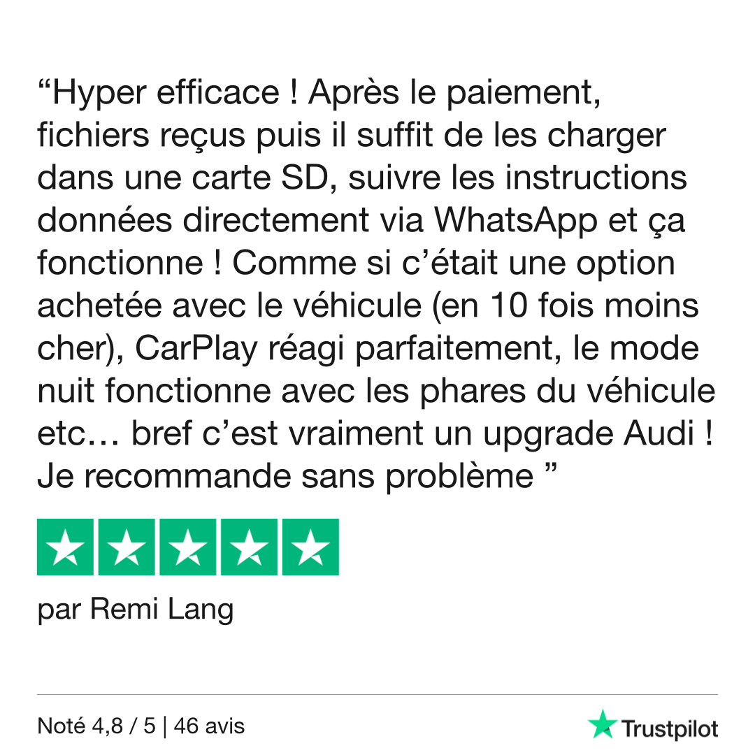 5 étoiles sur Trustpilot pour Dark Tint Marseille, installation CarPlay Android Auto